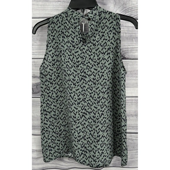 AMOUR VERT SOPHIA 100%‎ SILK SLEEVELESS BLOUSE Women's Size Medium BLUE/GREEN - Picture 4 of 5